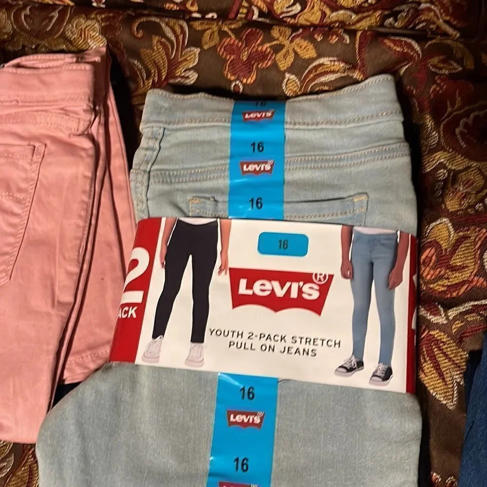 Levi's Girls' 2 Pack Pull On Jean 6 pairs size 16 Pink Blue Black - Picture 13 of 15